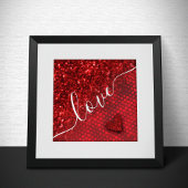 Deep Red Faux Glitter Lights Poster