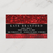 Deep Red Faux Glitter Nail Art Manicure Salon Visitekaartje (Achterkant)