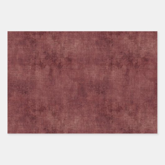Deep Red Faux Linen Inpakpapier Vel (Voorkant 3)