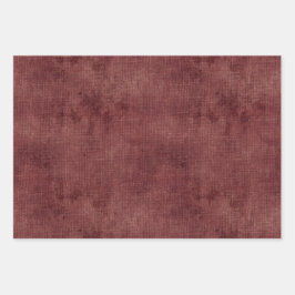 Deep Red Faux Linen Inpakpapier Vel