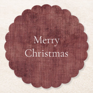 Deep Red Faux Linen (linnen look) Kartonnen Onderzetters