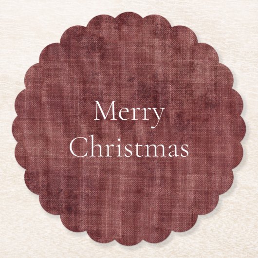 Deep Red Faux Linen (linnen look) Kartonnen Onderzetters (Voorkant)