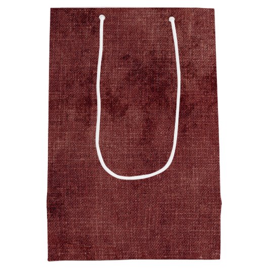 Deep Red Faux Linen (linnen look) Medium Cadeauzakje (Achterkant)