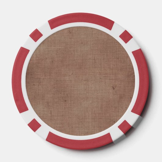 Deep Red Faux Linen (linnen look) Poker Chips (Achterkant)