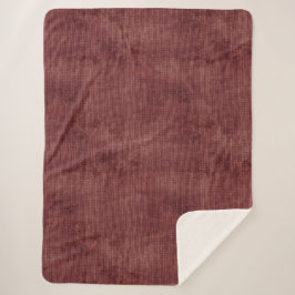 Deep Red Faux Linen (linnen look) Sherpa Deken