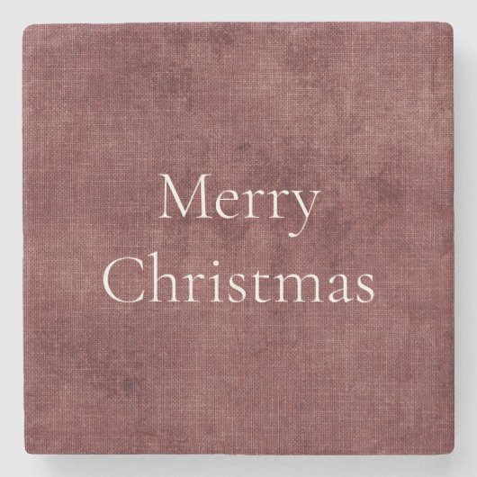 Deep Red Faux Linen (linnen look) Stenen Onderzetter (Voorkant)