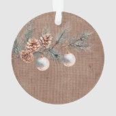 Deep Red Faux Linnen (linnen look) Pine Kegels Ornament (achterkant)