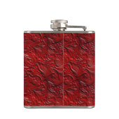 Deep Red Faux Tooled Leather Vinyl  Heupfles (Achterkant)