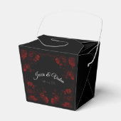 Deep Red Floral Elegant Gothic Wedding Bedankdoosjes (Voorkant Zijde)
