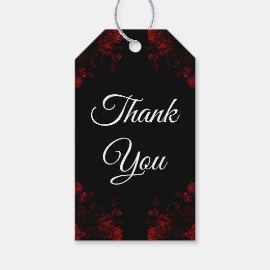 Deep Red Floral Elegant Gothic Wedding Cadeaulabel (Voorkant)