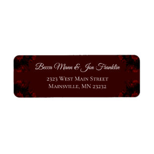 Deep Red Floral Elegant Gothic Wedding Etiket