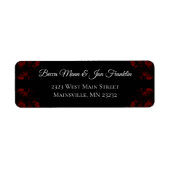 Deep Red Floral Elegant Gothic Wedding Etiket (Voorkant)