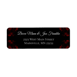Deep Red Floral Elegant Gothic Wedding Etiket