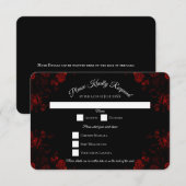 Deep Red Floral Elegant Gothic Wedding Kaart (Voorkant / Achterkant)