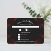 Deep Red Floral Elegant Gothic Wedding Kaart (Staand voorkant)