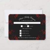 Deep Red Floral Elegant Gothic Wedding Kaart (Voorkant)