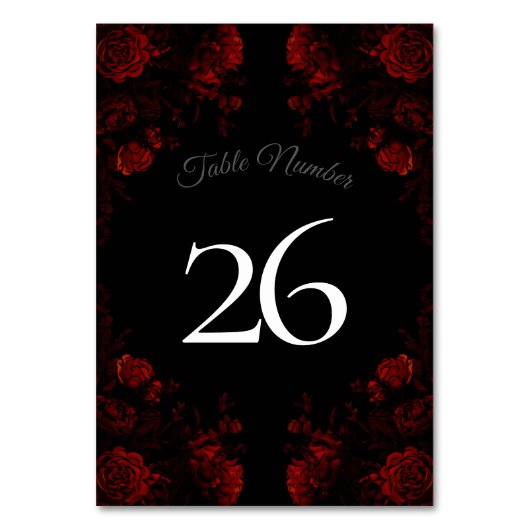 Deep Red Floral Elegant Gothic Wedding Kaart (Voorkant)