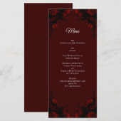 Deep Red Floral Elegant Gothic Wedding Menu (Voorkant / Achterkant)