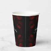 Deep Red Floral Elegant Gothic Wedding Papieren Bekers (Rechts)