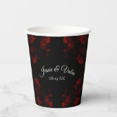 Deep Red Floral Elegant Gothic Wedding Papieren Bekers (Voorkant)