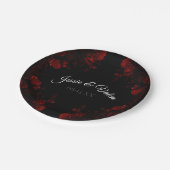 Deep Red Floral Elegant Gothic Wedding Papieren Bordje (Gekanteld)