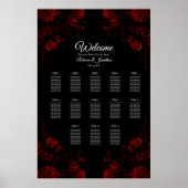 Deep Red Floral Elegant Gothic Wedding Poster (Voorkant)