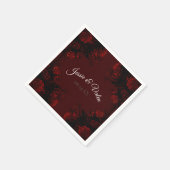 Deep Red Floral Elegant Gothic Wedding Servet (Hoek)