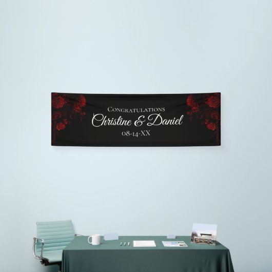 Deep Red Floral Elegant Gothic Wedding Spandoek (Beurs)