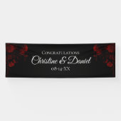 Deep Red Floral Elegant Gothic Wedding Spandoek (Horizontaal)