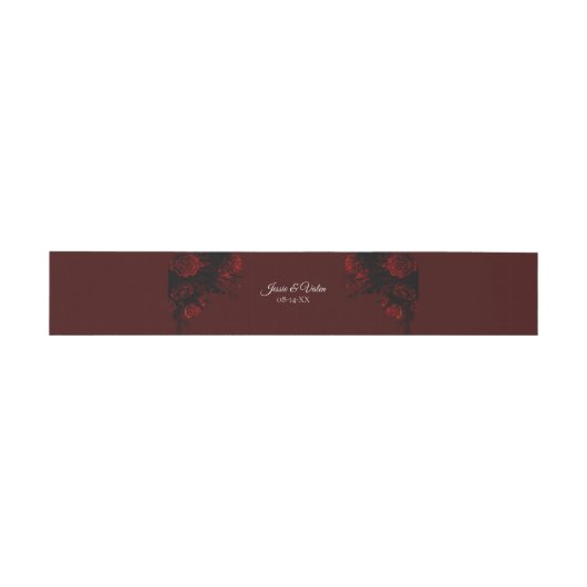 Deep Red Floral Elegant Gothic Wedding Uitnodigingen Wikkel (Vlak)