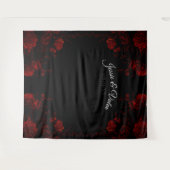 Deep Red Floral Elegant Gothic Wedding Wandkleed (Voorkant (horizontaal))