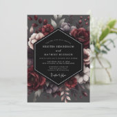 Deep Red Floral Enchantment Wedding Kaart (Staand voorkant)