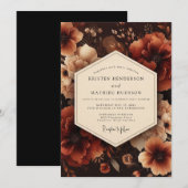 Deep Red Floral Harvest Wedding Kaart (Voorkant / Achterkant)