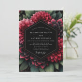 Deep Red Floral Opulent Wedding Kaart (Staand voorkant)