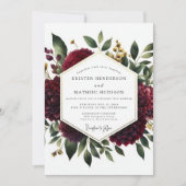 Deep Red Floral Whimsy Wedding Kaart (Voorkant)