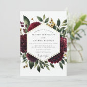 Deep Red Floral Whimsy Wedding Kaart (Staand voorkant)