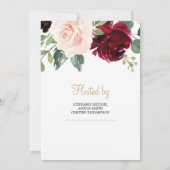 Deep Red Florals en Gold Foil Lettering Oh Baby Kaart (Achterkant)