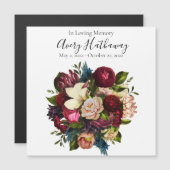 Deep Red Flower Bouquet Funeral Memorial Magnet Magnetische Uitnodiging (Voorkant / Achterkant)