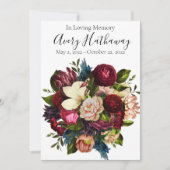 Deep Red Flower Bouquet Funeral Memorial Programme Kaart (Voorkant)
