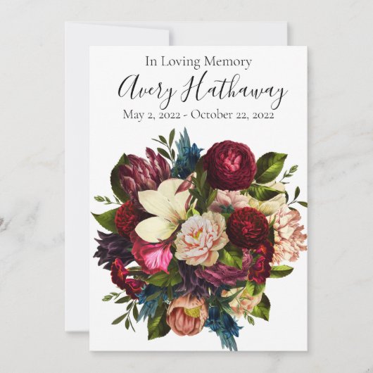 Deep Red Flower Bouquet Funeral Memorial Programme Kaart (Voorkant)