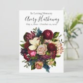 Deep Red Flower Bouquet Funeral Memorial Programme Kaart (Staand voorkant)