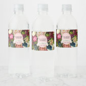 Deep Red Flower Bouquet Funeral Memorial Waterfles Etiket (Flessen)