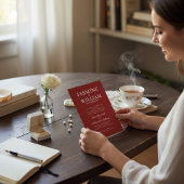 Deep Red Formal Typography Wedding Invite Kaart