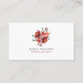 Deep-red Garden Flowers Bouquet Visitekaartje (Voorkant)