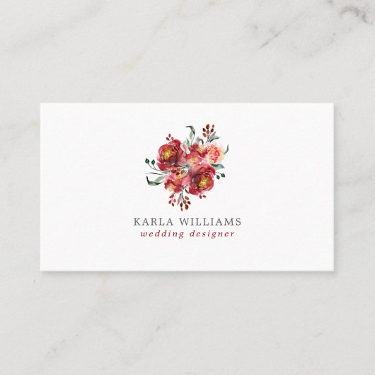 Deep-red Garden Flowers Bouquet Visitekaartje (Voorkant)