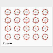 Deep-red Garden Flowers Wreath Ronde Sticker (Vel)