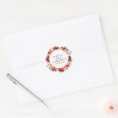 Deep-red Garden Flowers Wreath Ronde Sticker (Envelop)