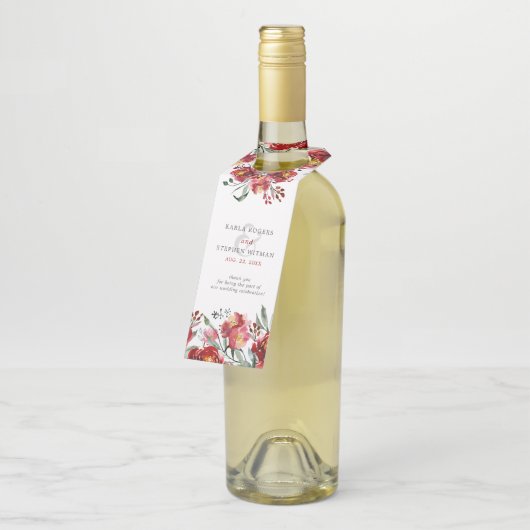 Deep-red Garden Waterverven Flowers Flessenhanger (Schuin)