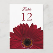 Deep Red Gerbera Daisy Tafelnummer Kaart Flat (Voorkant)