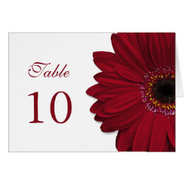 Deep Red Gerbera Daisy Wedding Table Kaart